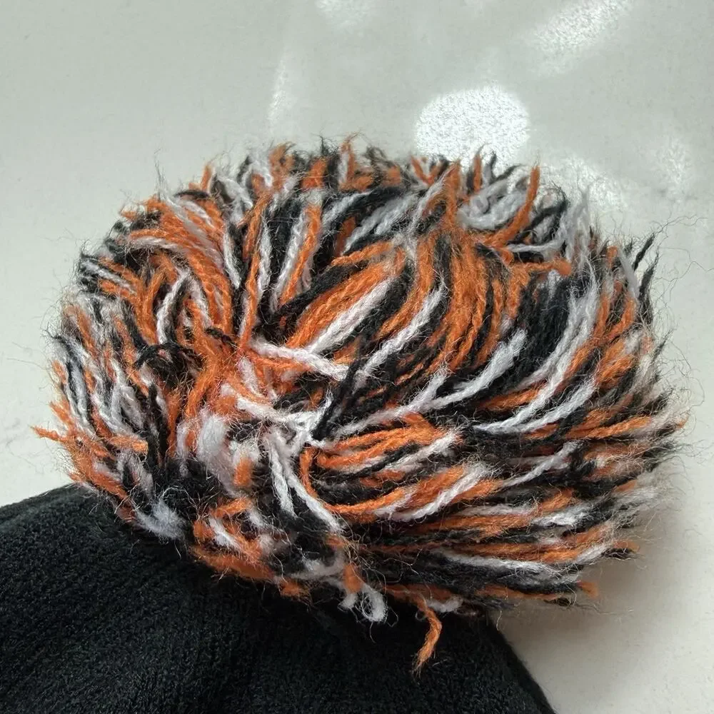 Harley Davidson Knit Beanie Hat Black Orange Spell Out Cuffed Winter Cap